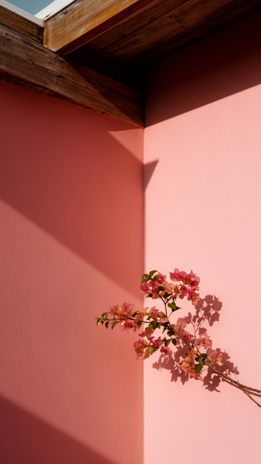 Pink wall and bougainvillea — Mexican modernism